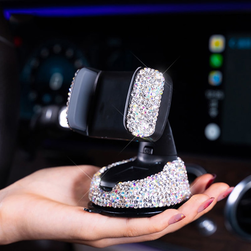 Luxe diamanten auto telefoonhouder beugel zuignap decoratie dashboard auto accessoires interieur vrouw decoratie bling strass steentjes