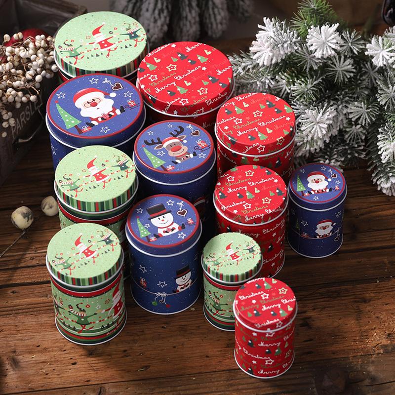 4 stuks kerst blikken snoepdozen bruiloft dozen prachtige blikken dozen groene thee blad container voor snack suiker snoep