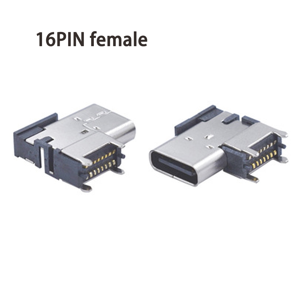 2-5pcs/Iot 16 P Side insertion SMT Socket Connector Micro USB Type C 3.1 Female SMD DIP For PCB DIY high current charging
