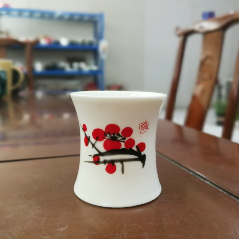 2 st/set smal midja keramiskt snapsglas plommon qing lotus 40ml skaftlösa sakekoppar hemmabar restaurang risvinset plantkoppset