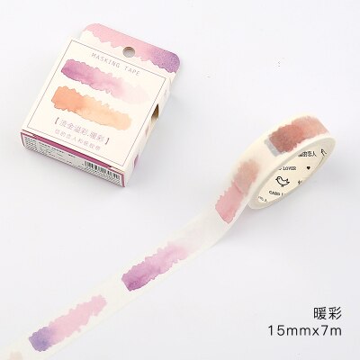 JUKUAI Aquarell Vergoldung Washi Klebeband DIY Dekoration Scrapbooking Planer Maskierung Band Klebeband Etikett-aufkleber Schreibwaren8123: 03 Rosa2 -Nein Vergoldung