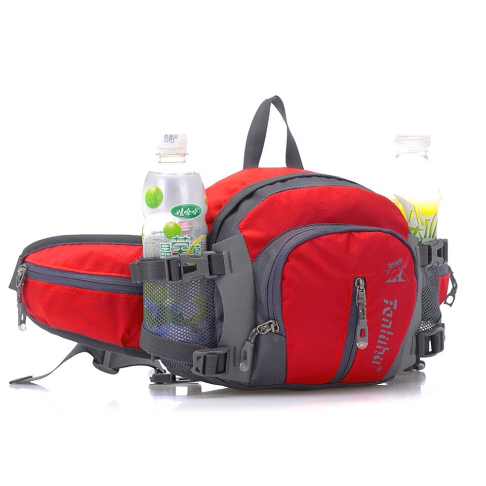 5L Large Running Bag Outdoor Sport Bicycle Cycling Backpack Shoulder Waist Pack Men Women Hiking Camping Bike Riding Bottle Pack: Red