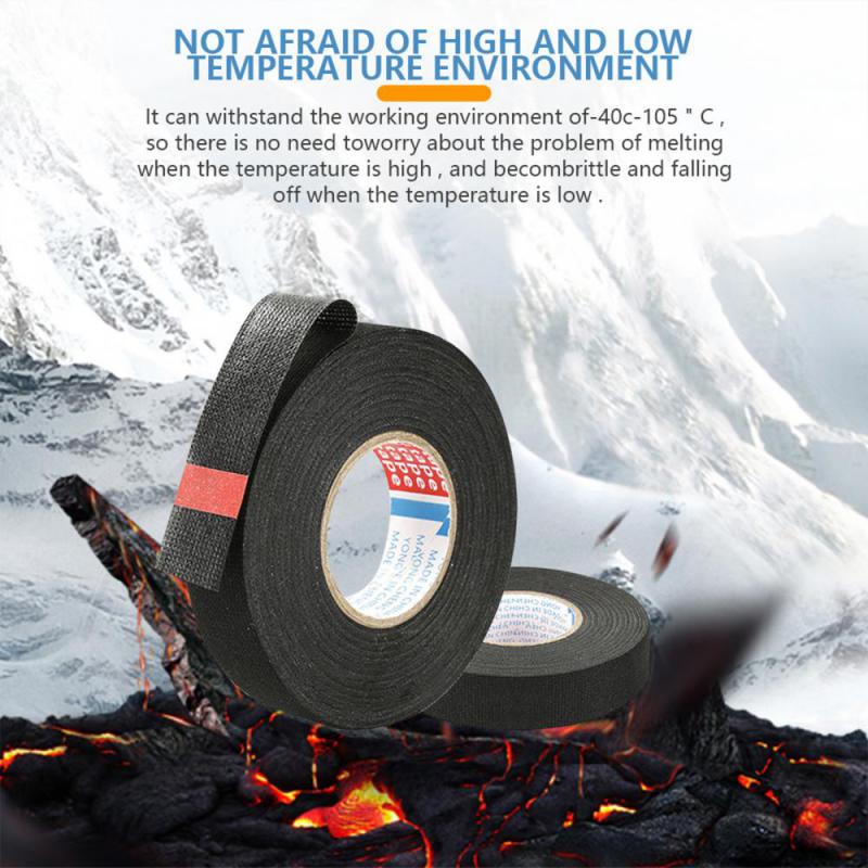 Kabelbaum-Automobil-Gewebeband, hitzebeständiges, wasserdichtes Isolierband für elektrische Kabel, schwarzes, selbstklebendes Stoffband