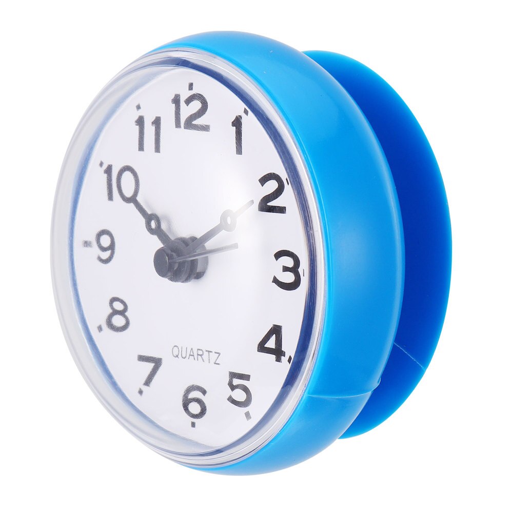 Horloge murale étanche pour salle de bain, 1 pièce, silencieuse, ventouse suspendue: Blue