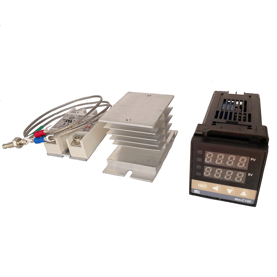 REX-C100 Digital PID Thermostat Temperature Controller digital REX-C100/ 40A SSR Relay/K Thermocouple Probe/heat sink: set 3