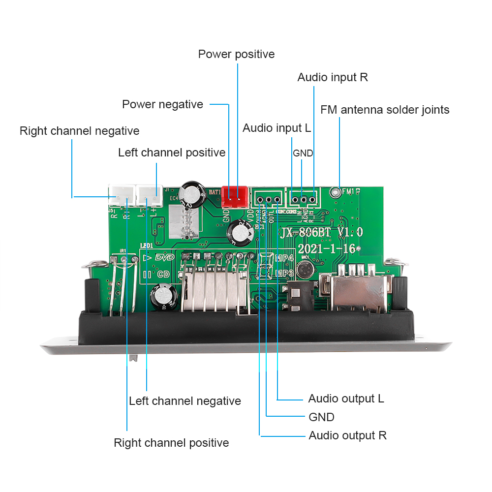 2*25W 50W Verstärker DC 6-12V MP3 Decoder Board Bluetooth 5,0 12V Auto MP3 Player USB FM Anruf Aufnahme Unterstützung Ordner Schalten