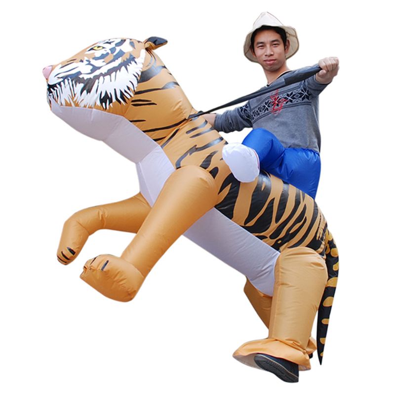 Oppblåsbare montere tiger løve kostyme fancy kjole cosplay halloween tema fest leketøy voksne forestilling rekvisitt