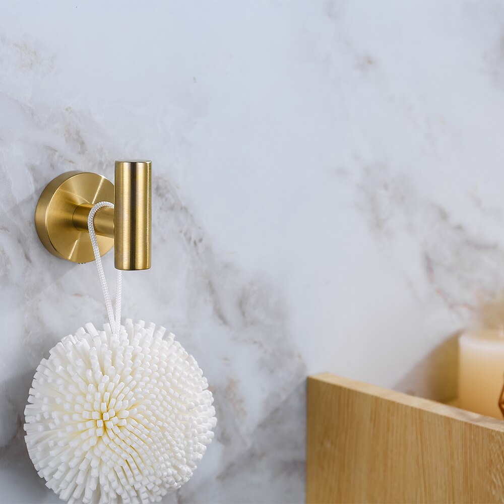 Złoto szczotkowane akcesoria łazienkowe zestaw uchwytów wieszak na ręczniki wieszak na papier toaletowy wieszak na ręczniki wieszak ścienny ze stali nierdzewnej.: Robe Hook