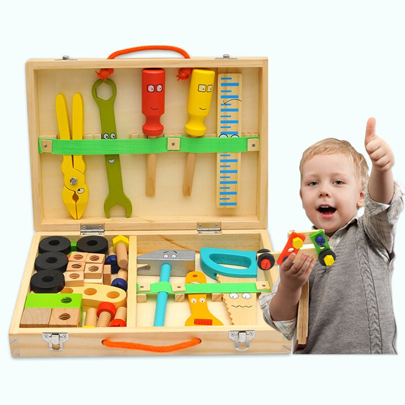 Kids Diy Tool Set Kit Educatief Speelgoed Simulatie Reparatie Tools Speelgoed Houten Spel Leren Techniek Puzzel Speelgoed Voor Kinderen