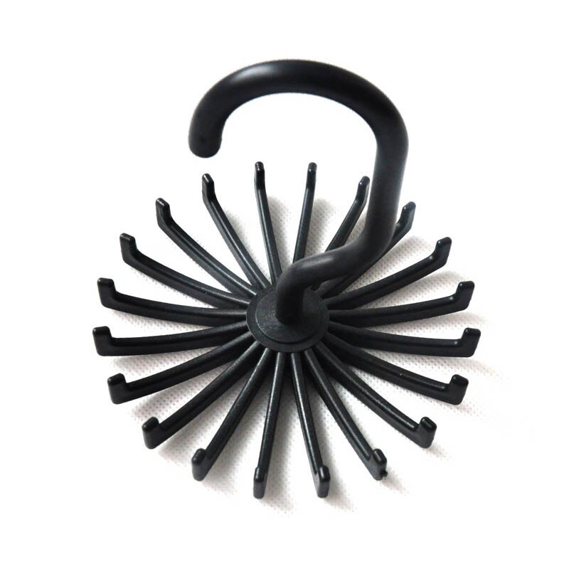 1pc 360 stopni obracanie plastikowe wielofunkcyjny krawat wieszak oszczędność miejsca krawat uchwyt na krawat 20 haki wieszak na pasek: czarny