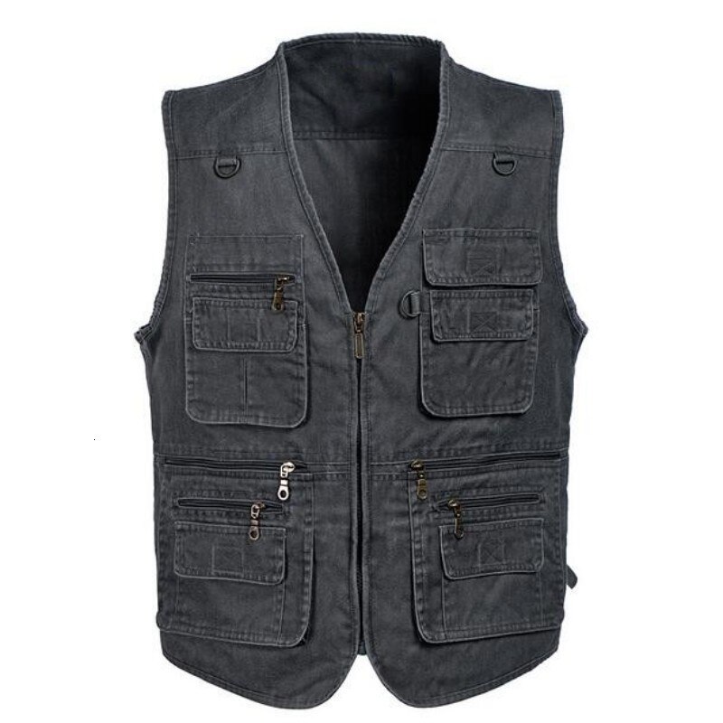 Spring Man 5XL Denim Vest Male Plus Size Vest Jeans Men Multi Pocket Photography Vest Mens Denim Vest Sleeveless Jacket Colete