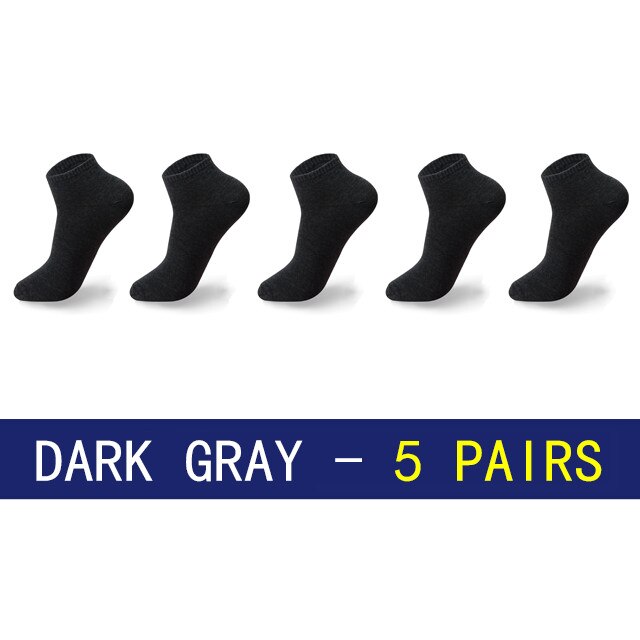 Chaussettes courtes grandes tailles en coton pour homme, décontractées, respirantes, pour chaussures bateaux, estivales, lot de 5 paires: Gris foncé / Eu44-48 Us10-14