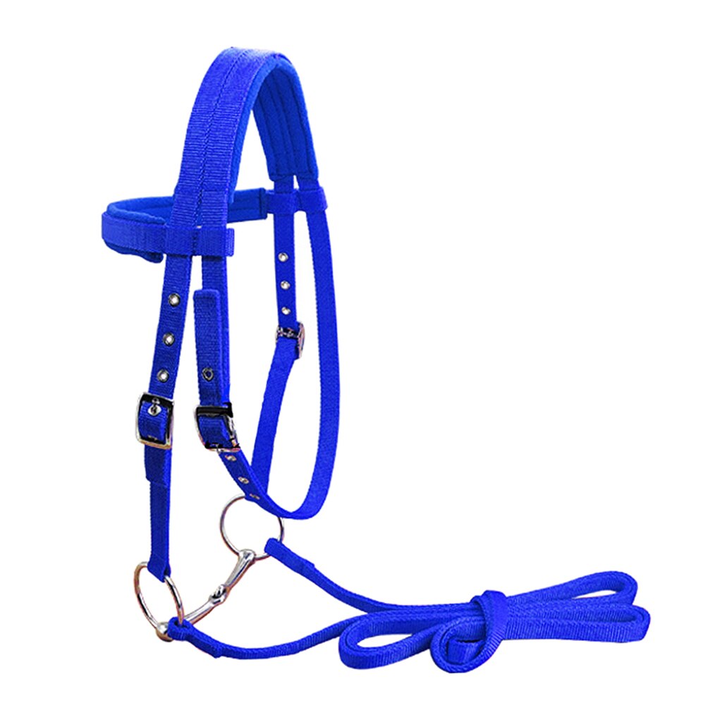 Brida de caballo Rein Headstall Thickened Halter accesorios ecuestres removible Snaffle Nylon cincha equipo de equitación: Blue L