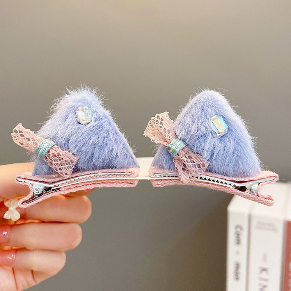 Pinzas para el pelo de felpa con forma de orejas de gato para niños, horquillas con lazo para bebé, accesorios para el cabello, accesorios para fotos, horquillas de bola de felpa: H