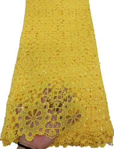 Nigerian laces Fabric With Sequins African Cord Laces Fabrics,Nigerian Guipure milk silk Lace Fabric For Wedding YTB114: AS PIC1