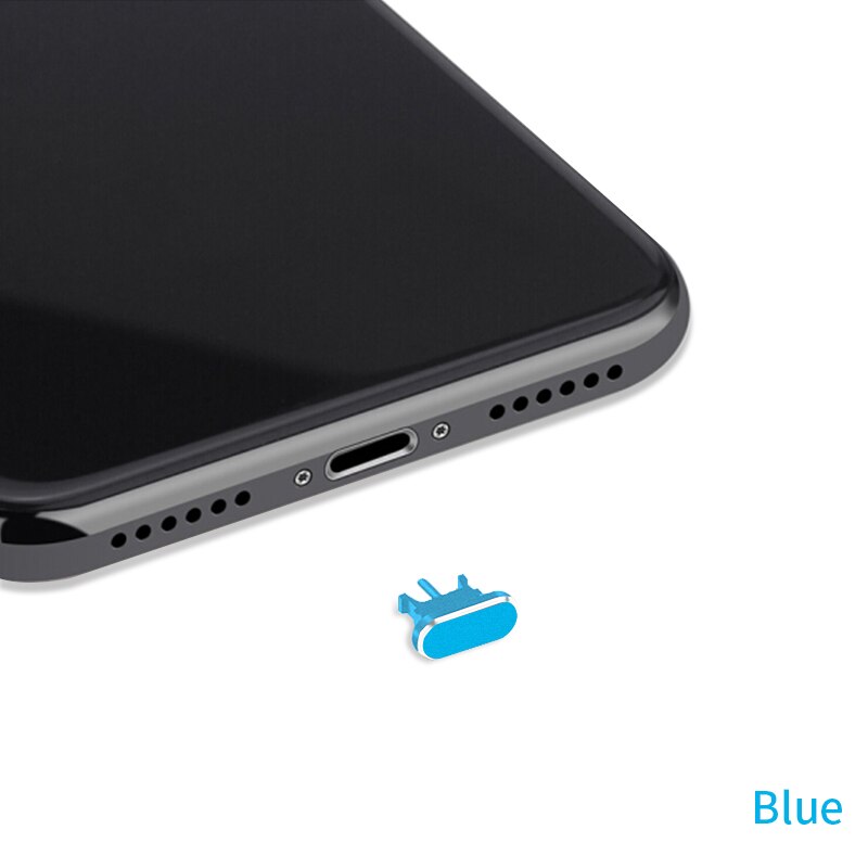 Enchufe de Metal para tarjeta SIM, aguja de doble uso para iPhone X, Xr, 8, 7, 6, 5s plus, evita el polvo: Blue