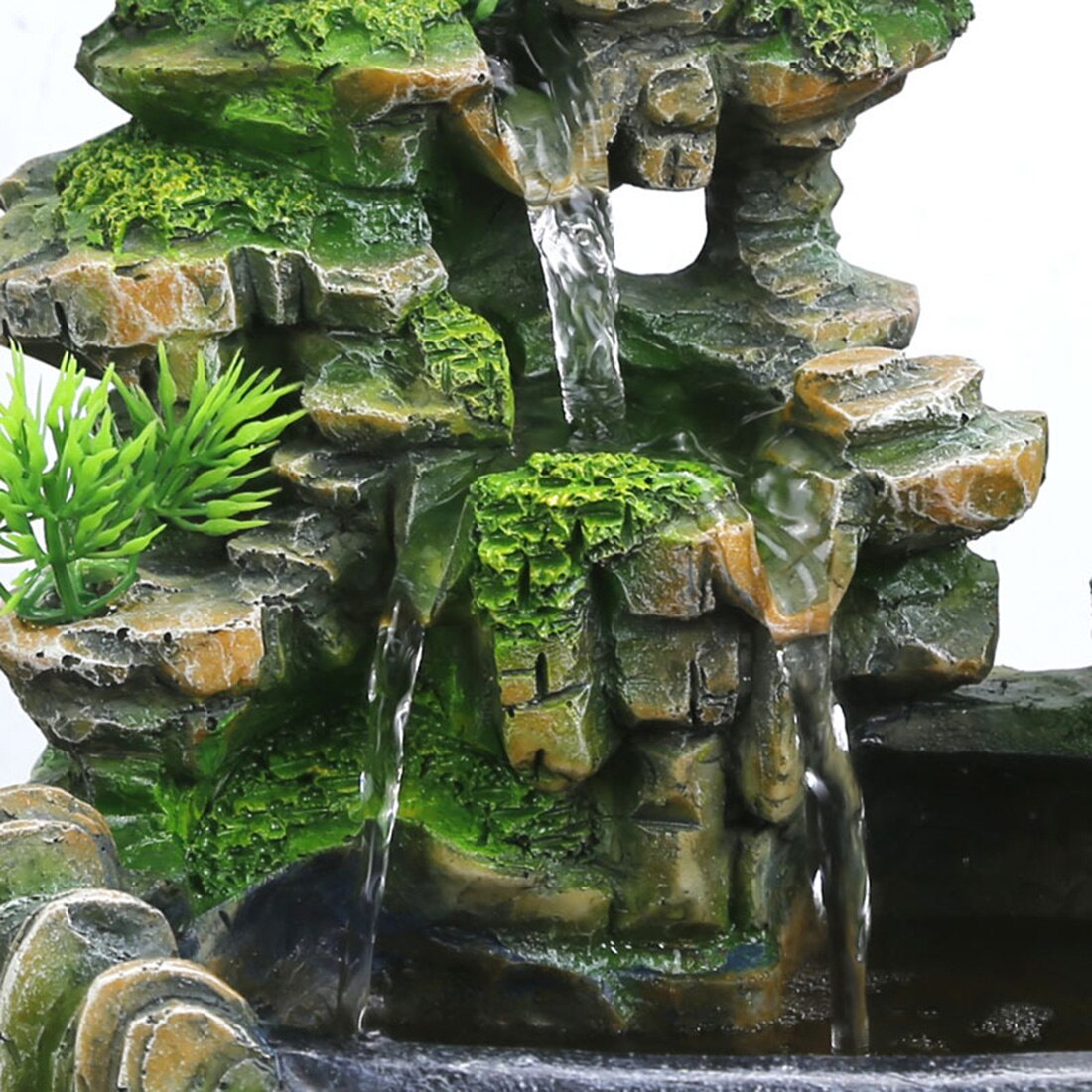 Schreibtisch Luftbefeuchter Wasserfall Steingarten Brunnen Fließende Wasser Mini Fischteich mit Nebel für Wohnkultur-EU Stecker