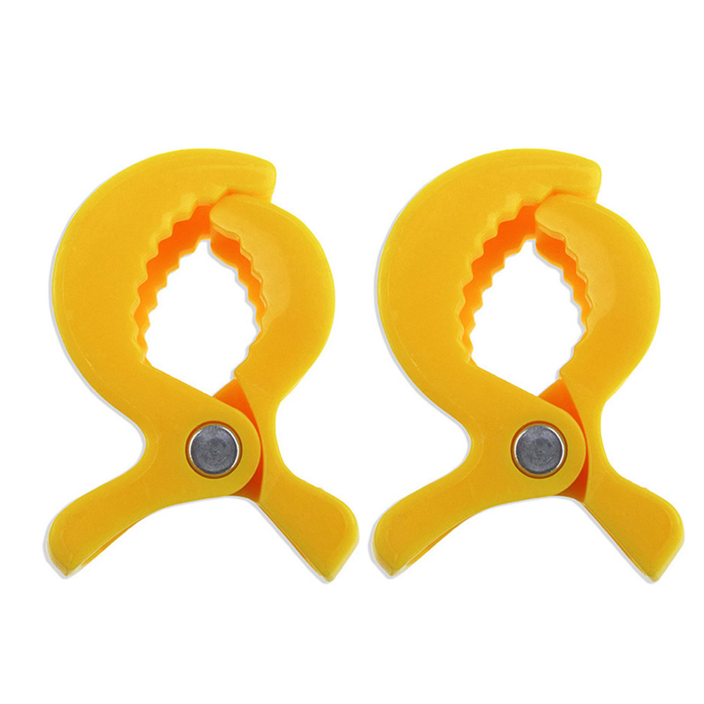 Pinza de cocodrilo para cochecito de bebé, 2 uds., Clip portátil para cochecito, gancho para asiento de coche de bebé, Clips, accesorios de cochecito de bebé: YELLOW