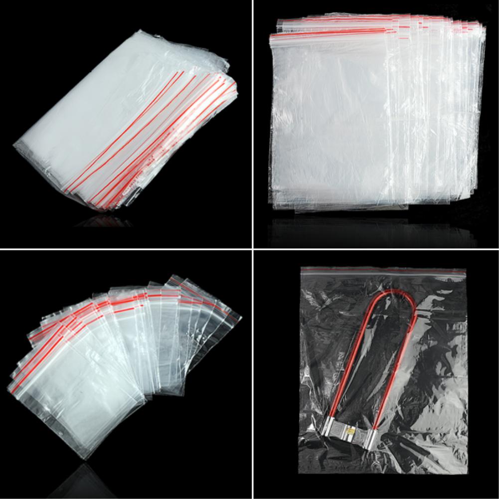 100pcs/pack Jewelry Zip Lock Zip Zipped Lock Reclosable Plastic Poly Clear Bags Clear Packing Storage Bags Closure pockets