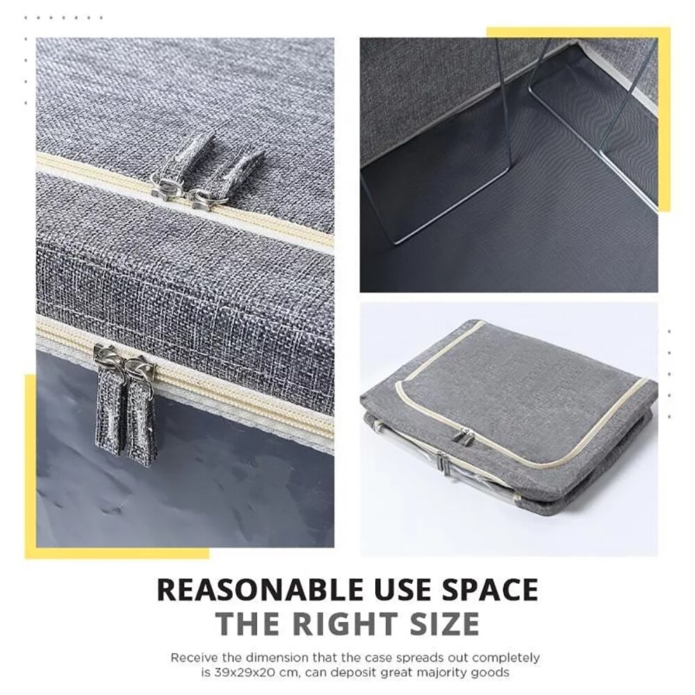Caja de almacenamiento gruesa de lino y algodón para el hogar, caja de tela con cubierta plegable para guardar ropa, juguetes, ventana grande, organización