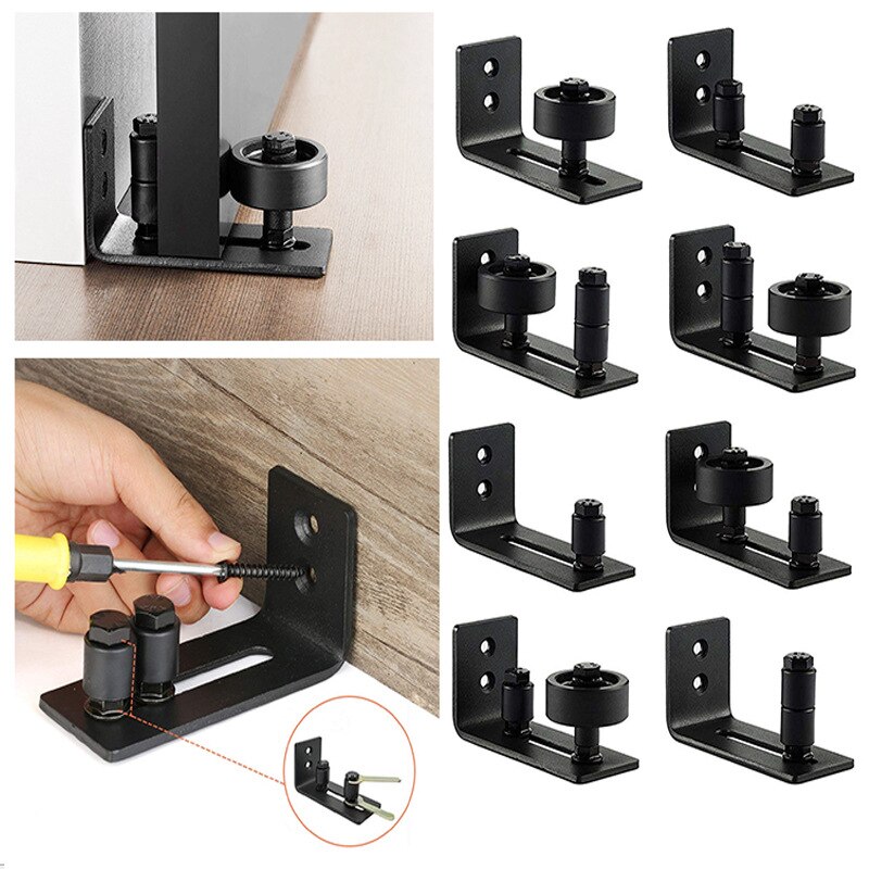 8 In 1 Carbon Steel Sliding Barn Door Floor Guide Stay Roller for Barn Door Slide Rail Mechanism Furniture Hardware Accessory