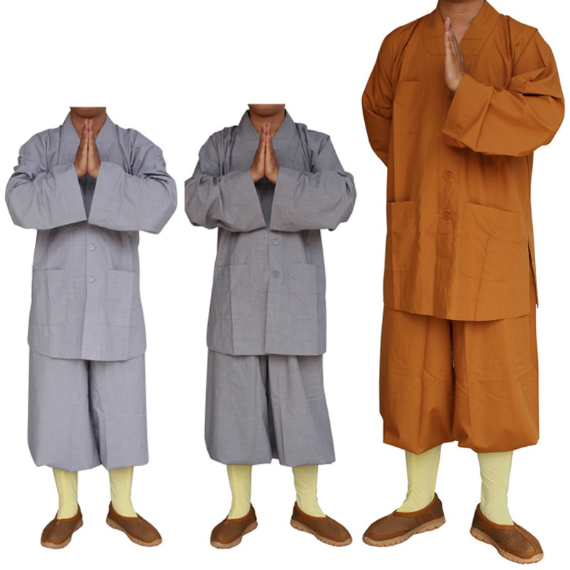 3 Kleuren Shaolin Tempel Kostuum Zen Boeddhistische Gewaad Boeddhistische Monnik Gewaden Gown Religie Monnik Kleding HaiQing Uniformen voor Monnik