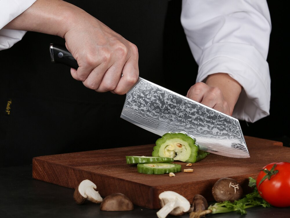 Japansk damaskus stålkøksknive super skarp kokkekniv santoku kløver brødskæring værktøj paringknive