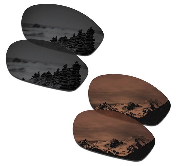 SmartVLT Replacement Lenses Polarized for Oakley Encounter Sunglasses - Multiple Pairs Packed: Black and Brown