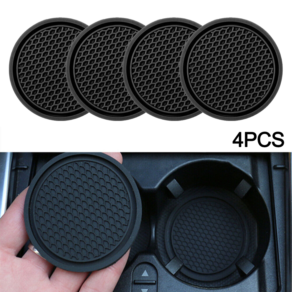 4 unids/set 7cm * 5cm portavasos de coche antideslizante inserto de silicona posavasos alfombrilla Universal accesorios de coche negro apto para la mayoría de los coches estilo