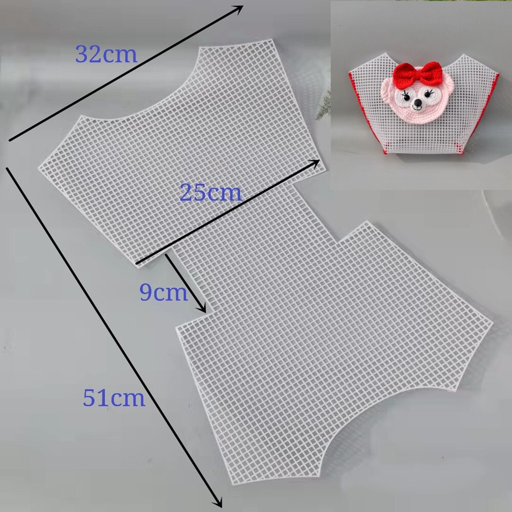 Hestesko taske mesh strikning foer vævning plast mesh ark tilbehør fløjl diy hok taske trim værktøj let strik hjælper: 8