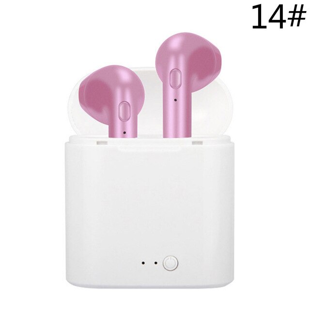 I7s TWS Sport Bluetooth Kopfhörer Stereo Ohrhörer Bluetooth Headset mit Lade Pod Drahtlose Micropho Headset für Alle Smartphone: 2 pink with box