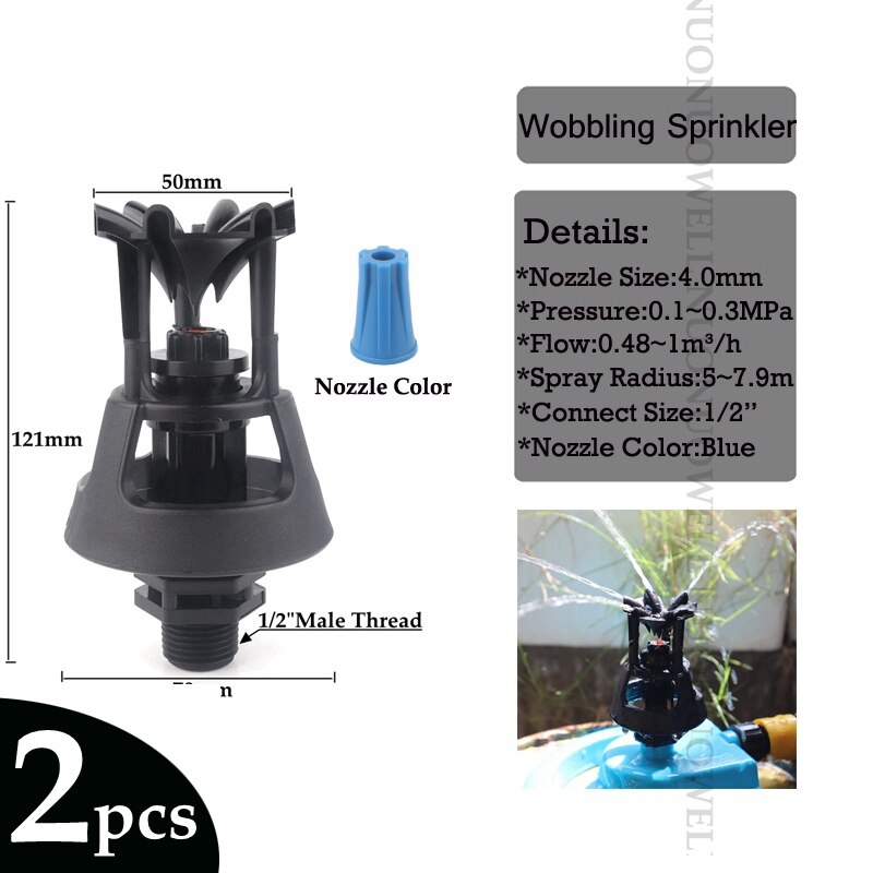 2 ~ 20 pièces durables arroseurs d'irrigation ferme verger oscillant buse rotative jardin pelouse paysage oscillant pulvérisateurs d'arrosage: 2pcs Blue Nozzle