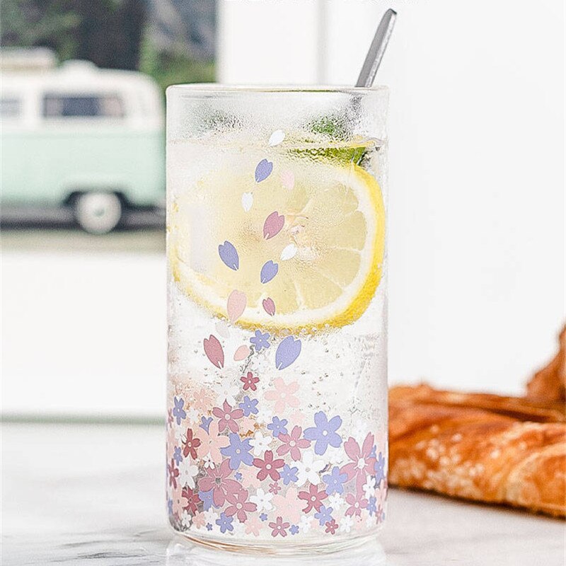 Coffee Tea Milk Glass Cup Scale Japanese style Heat-resistant Animals Cartoon Glass Cups for Cold Drinks Tea Cup Lid straws