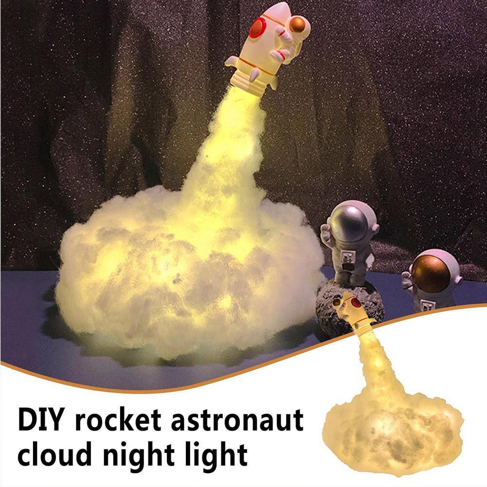 Led Verlichting Art Teken Slaapkamer Decoratie Handgemaakte Met Wolken Astronaut Rocket Voor Thuis Warm Lamp Decoratieve Night U8O3