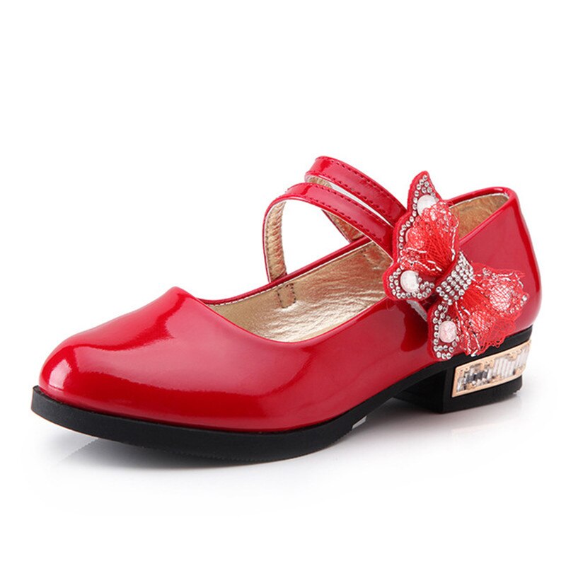Rouge noir enfants filles chaussures en cuir enfants à talons hauts filles princesse chaussures pour fête mariage grandes filles chaussures de danse 4-16T: red / 27