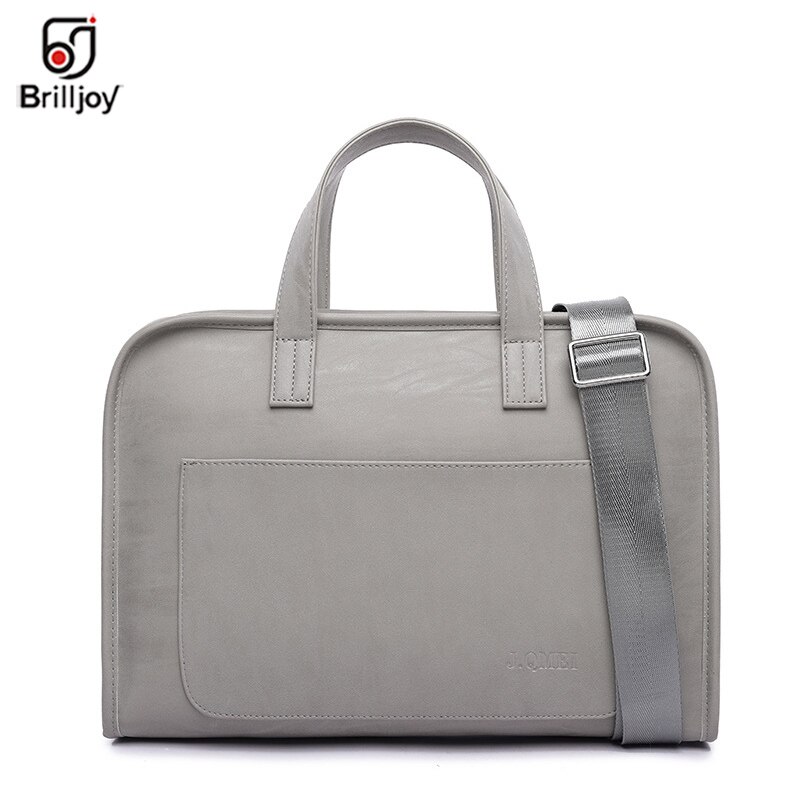 Brilljoy modieuze aktetas 13.3 " 14 " 15.6 " pu leren notebook laptoptas waterdichte dames meisjes computer schoudertas: Grijs 13.3 inch