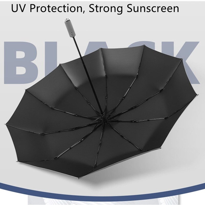 Paraguas plegable de gran tamaño para hombre, sombrilla de viaje a prueba de viento y resistente a la lluvia, 3 pliegues, 130cm