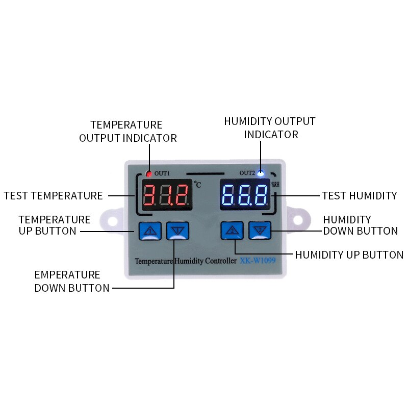W1099 Digital Temperature Humidity Controller Egg Incubator Thermostat Humidity Controller Regulator Heating Cooling Control