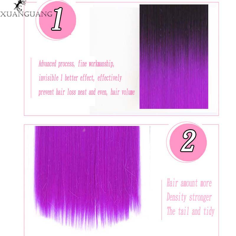 Xuangunag 5 klipp lange rett kvinner clip in hair extensions naturlig silkeaktig rett hår extension the gradient color