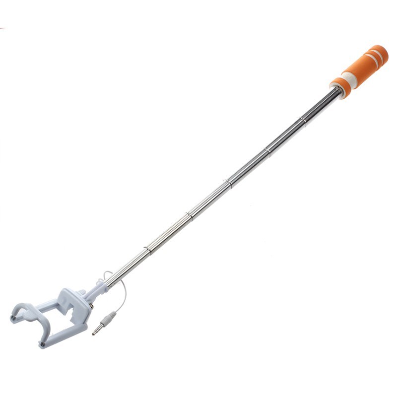 Mini Self-photo Selfie Stick Expandable Folding Handheld Holder for Cell Phone (orange)