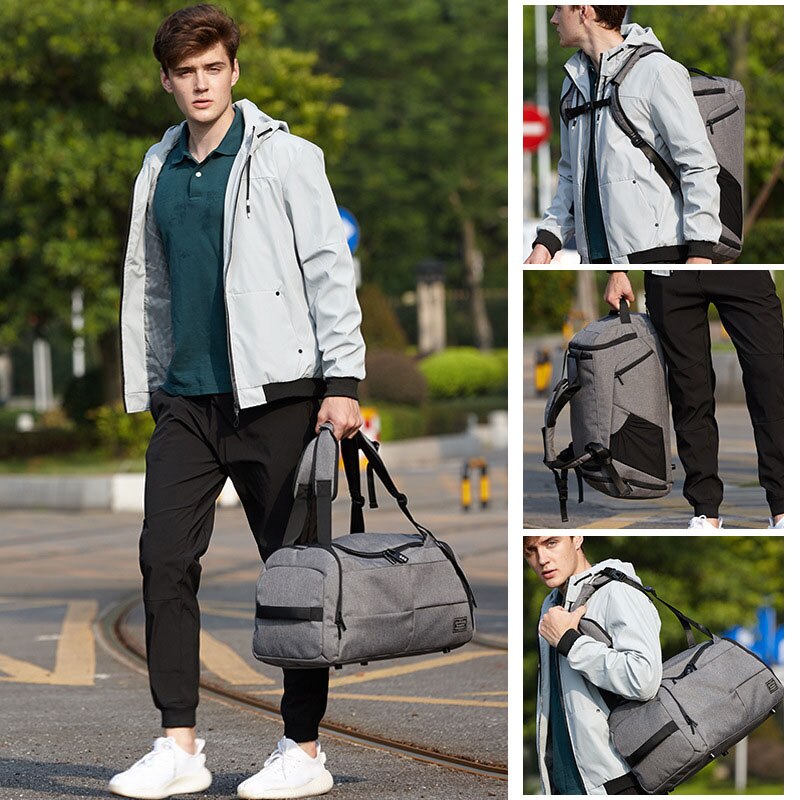 35L hommes multifonction sac de voyage cabine bagages hommes sacs de voyage grande capacité noir gris sac à dos toile décontracté sac de sport