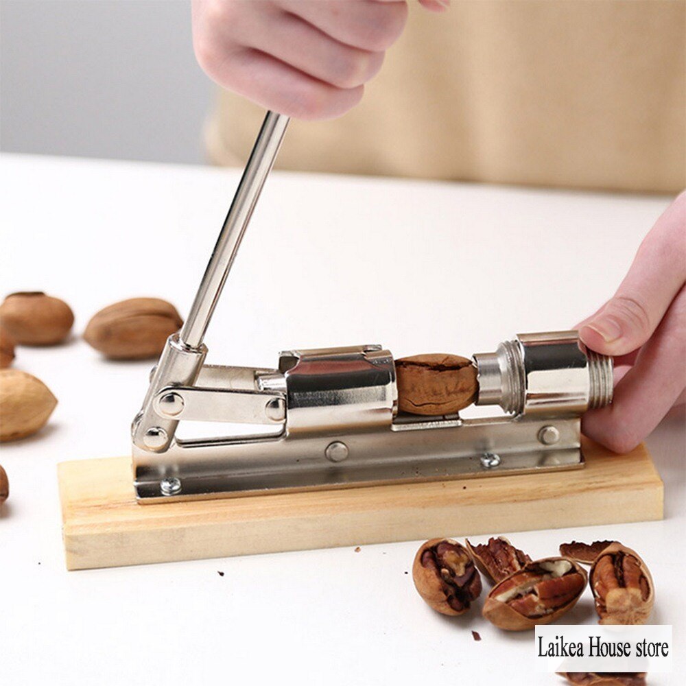 Hand Pressed Mechanical Walnut Clip Metal Nut Shell Breaker Nutcracker Wooden Handle Walnut Clip Kitchen Labor Saving Tools