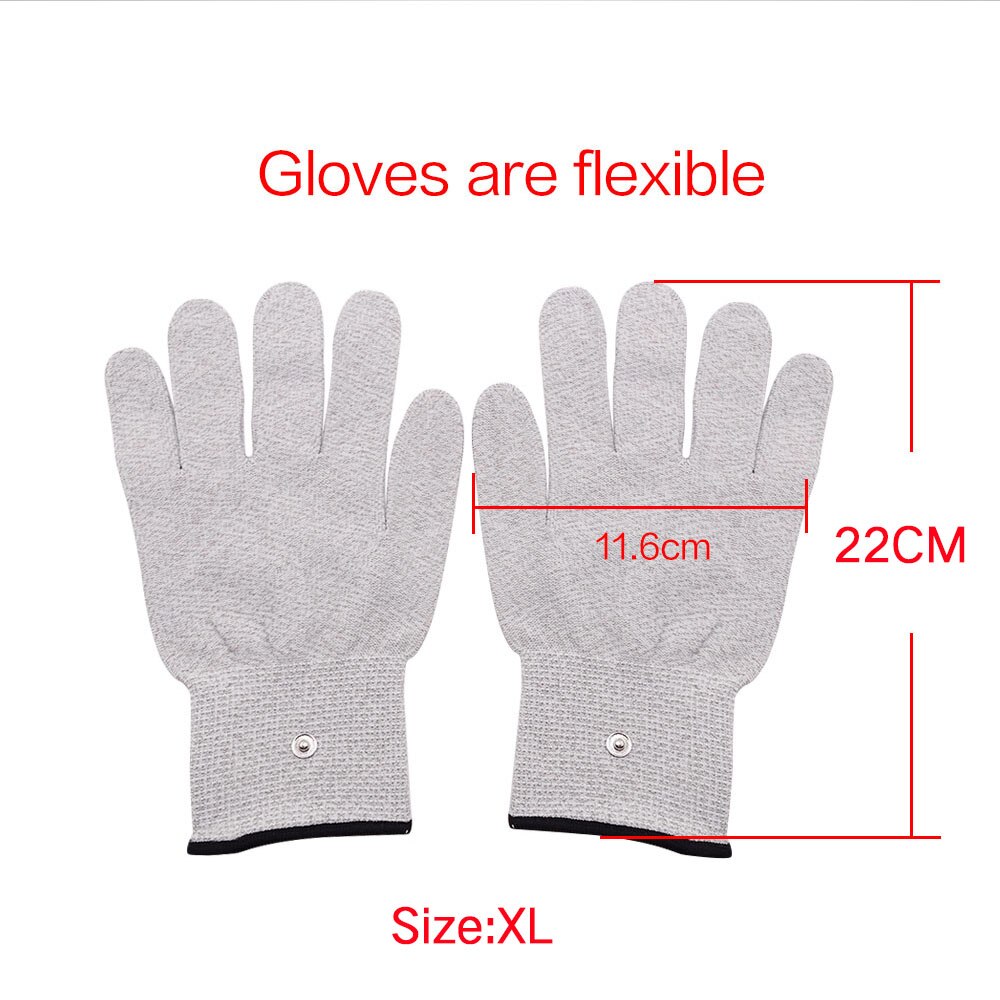 TENS EMS – gants électriques à électrodes, en Fiber d&#39;argent conductrice pour le Massage du corps, coussinets de thérapie physique saine: XL gloves and cable