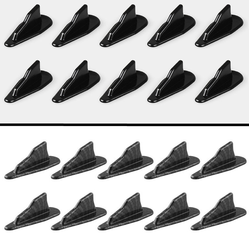 10Pcs Universal ABS Black Shark Fin Carbon Fiber Shark Fin Tail Fin Spoilers & Wings for Camry Lexus Is250 Etc Most Model