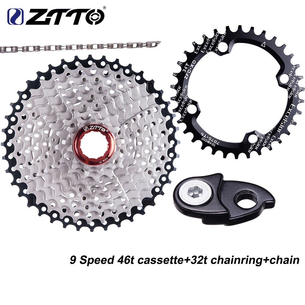 ZTTO Bicycle MTB 1X9 System 9Speed Shifter Rear Derailleur Groupset 42t 40t for xt k7 mountain bike crankset parts 11v system: 9s46t-32t-chain