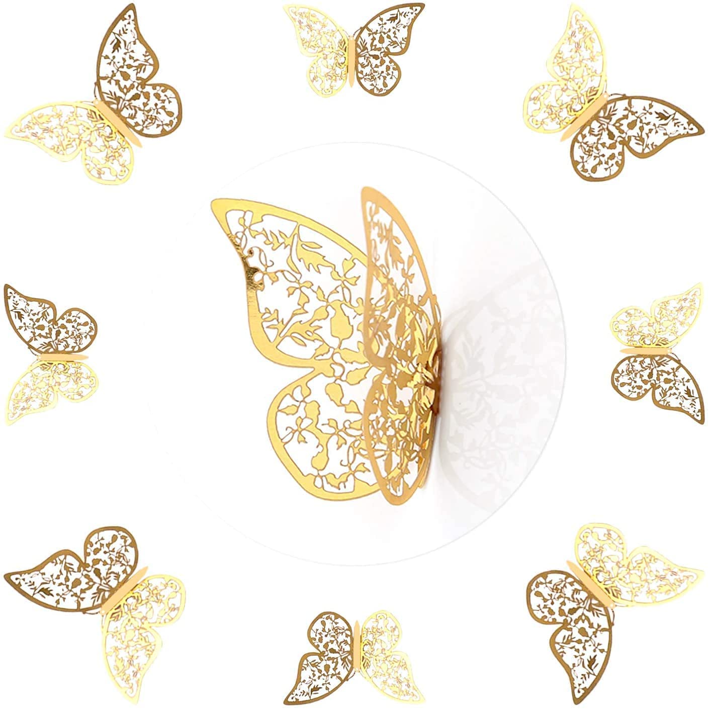 12 PCS Schmetterling Kuchen Dekoration Gold 3D Hohl Cupcake Topper Geburtstag Hochzeitstag Baby Shower Party Kuchen Dekorationen