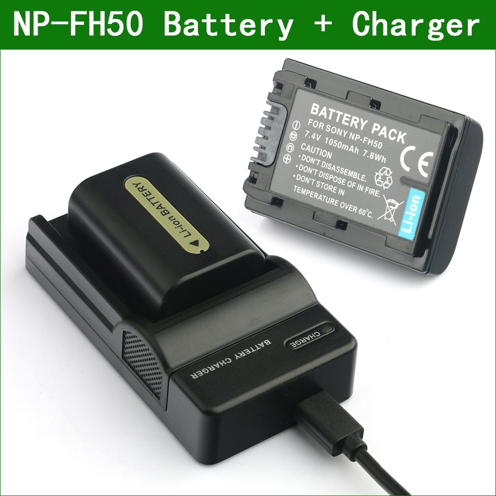 LANFULANG NP-FH50 NP FH50 batería para cámara Digital + cargador para Sony NP FH30 FH40 FH60 FH70 FH100 DCR SR35 SR42 SR45 SR82