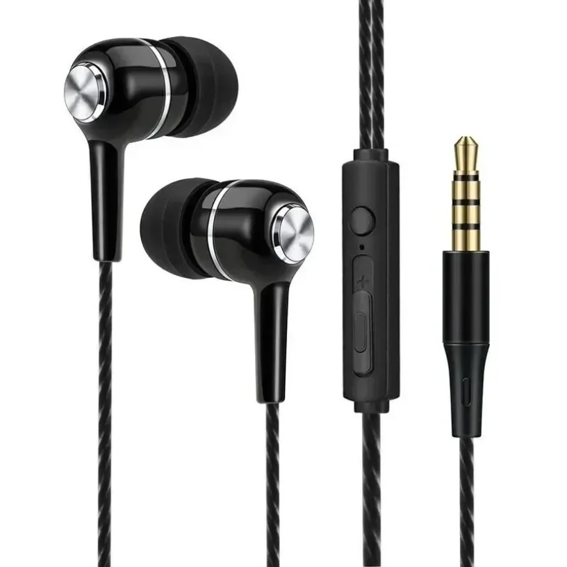 Mobile Phone Wired Headphones In-ear Simple With Mic Silicone Ear Tips Business Wired Headset Heavy Bass Music Earphone
