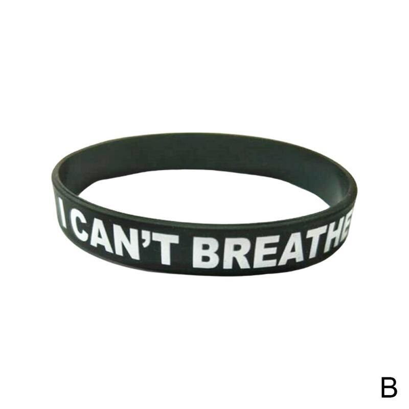 Zwart Siliconen Armband Polsbandje Ik Can'breathe Zwart Leven Kwestie Power Silicone Rubber Armband: B