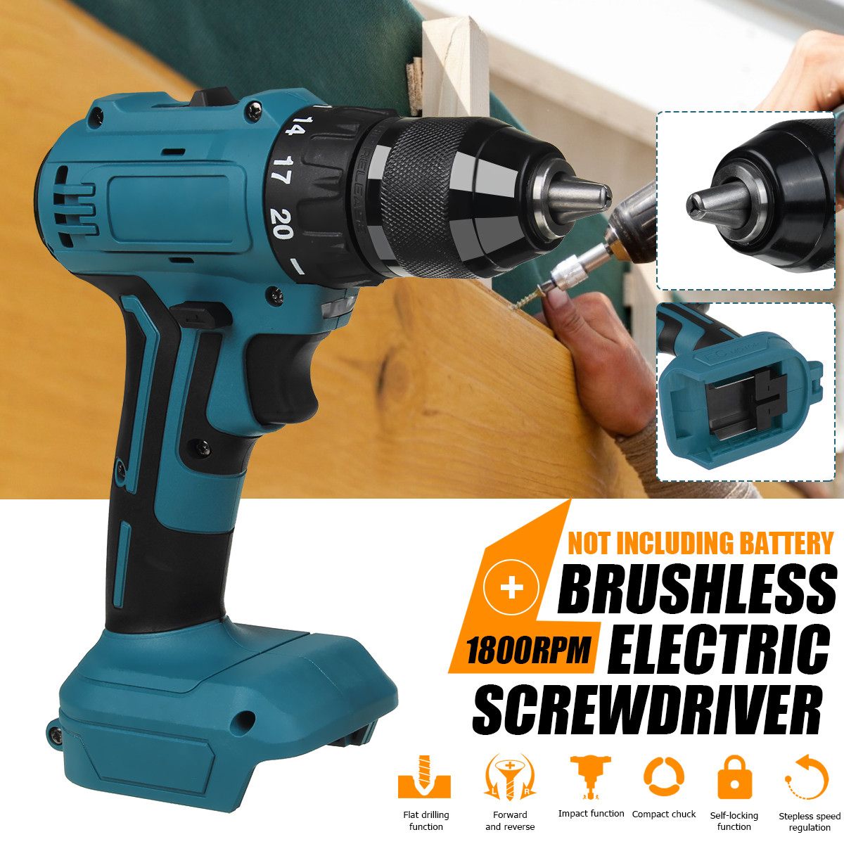 10mm 13mm Cordless Brushless Electric Drill 2 Speed 90NM Screwdriver Mini Wireless Power Driver Tools For Makita 18V Battery